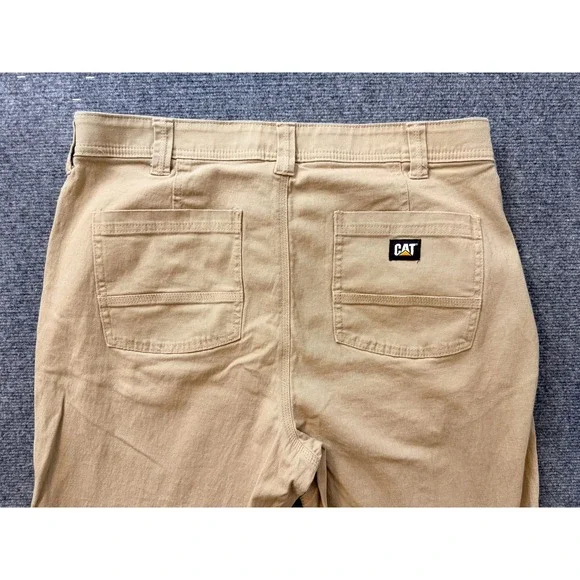CAT 1752054 Mens Work Pants Size 36x30 Tan Khaki Stretch Cotton Workwear - Picture 9 of 12
